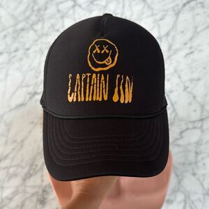 Captain Fin Co. Black SnapBack Melty Smiley Face Hat OS